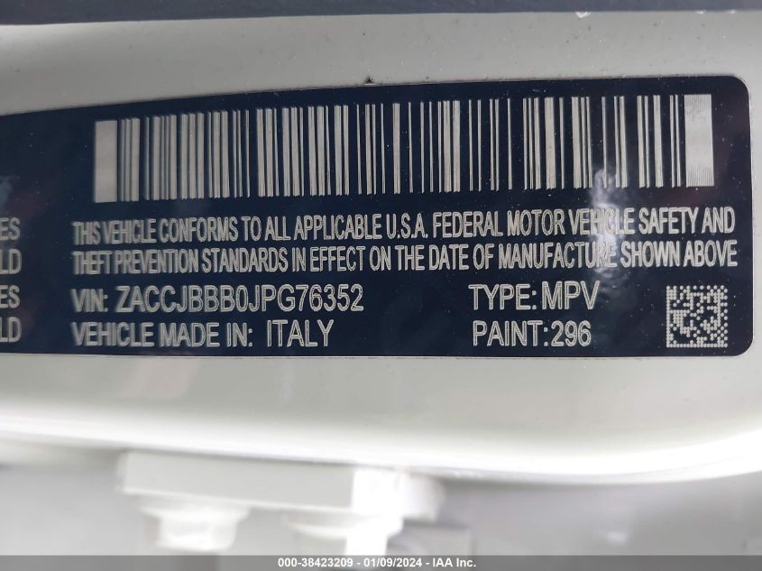 2018 JEEP RENEGADE LATITUDE - ZACCJBBB0JPG76352