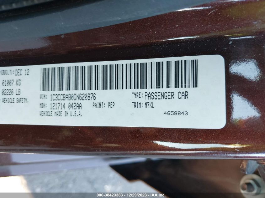 2013 CHRYSLER 200 LX - 1C3CCBAB0DN620876