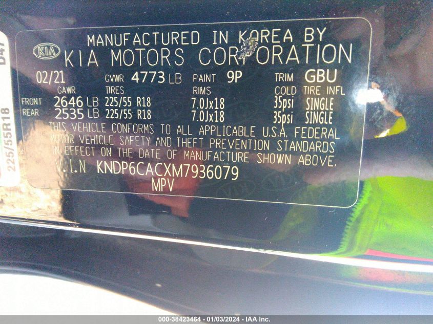 2021 KIA SPORTAGE S - KNDP6CACXM7936079