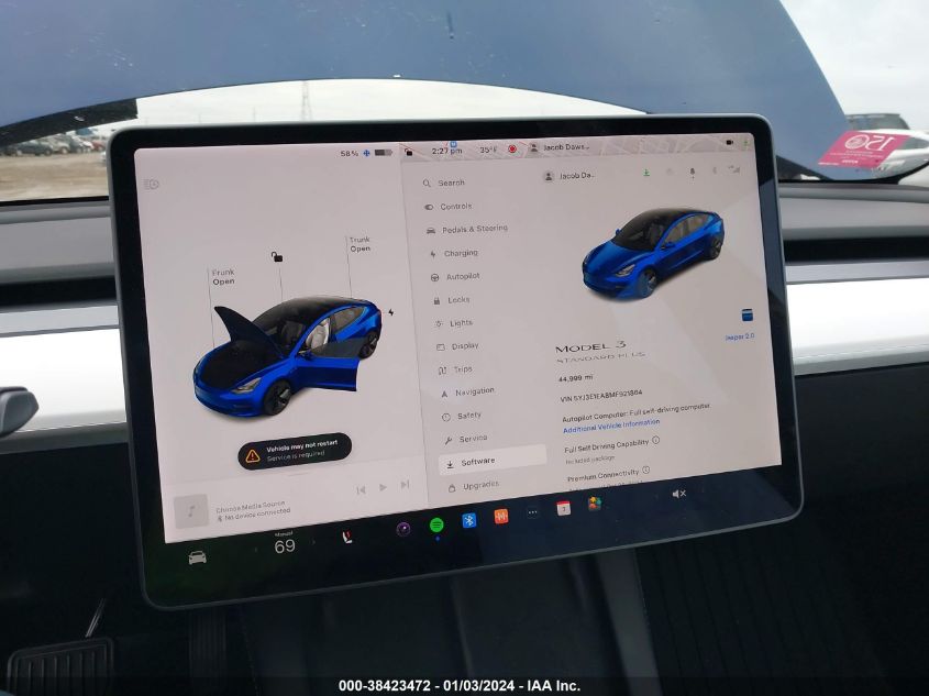 2021 TESLA MODEL 3 STANDARD RANGE PLUS REAR-WHEEL DRIVE - 5YJ3E1EA8MF921864