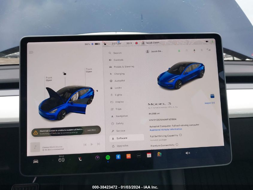 2021 TESLA MODEL 3 STANDARD RANGE PLUS REAR-WHEEL DRIVE - 5YJ3E1EA8MF921864