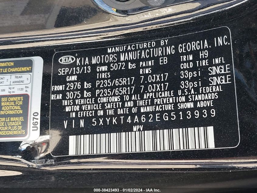 2014 KIA SORENTO LX - 5XYKT4A62EG513939
