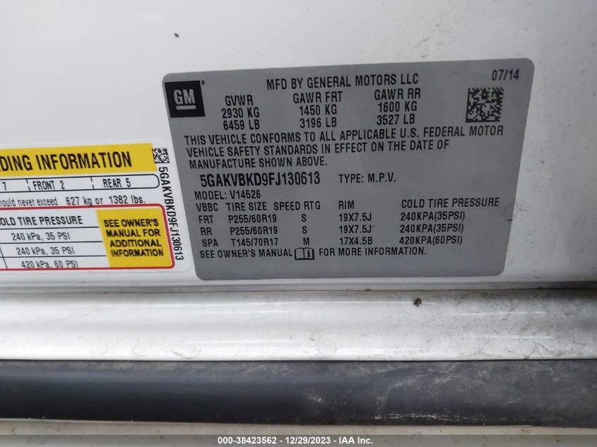 2015 BUICK ENCLAVE LEATHER - 5GAKVBKD9FJ130613
