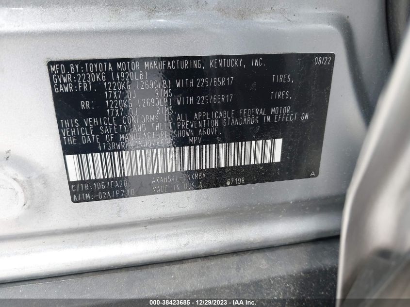 2022 TOYOTA RAV4 XLE - 4T3RWRFV1NU074690