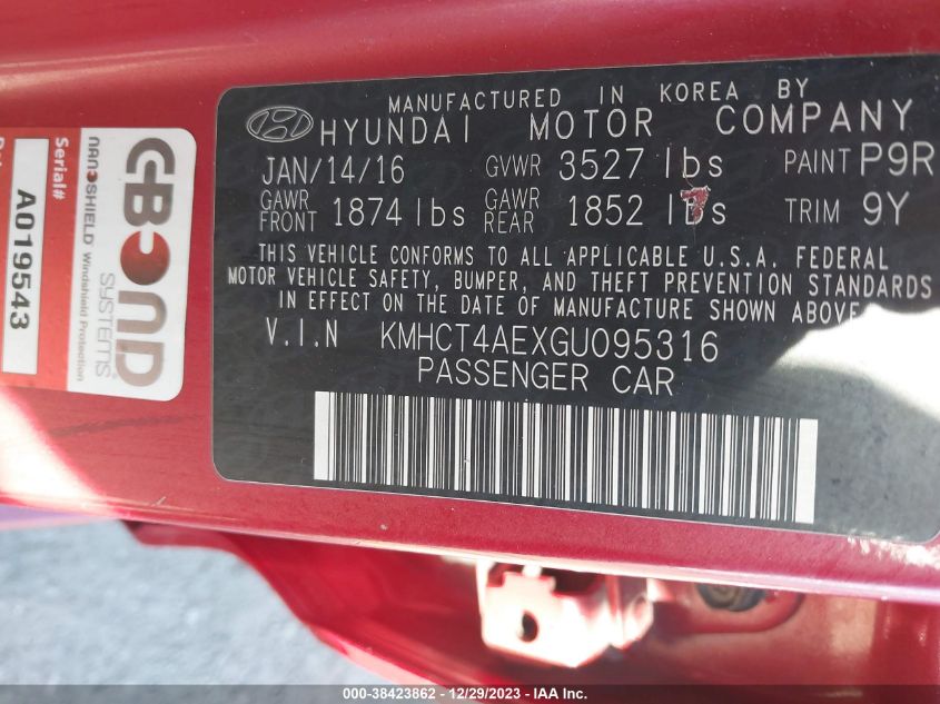 2016 HYUNDAI ACCENT SE - KMHCT4AEXGU095316