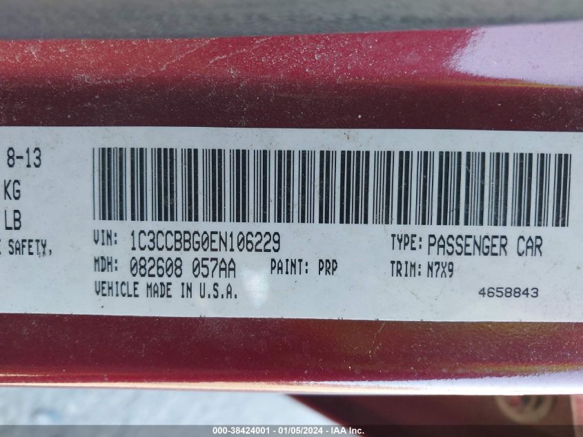 2014 CHRYSLER 200 TOURING - 1C3CCBBG0EN106229