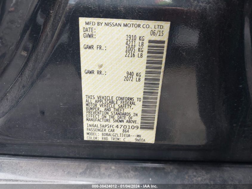 2015 NISSAN ALTIMA 2.5 S - 1N4AL3AP5FC470109