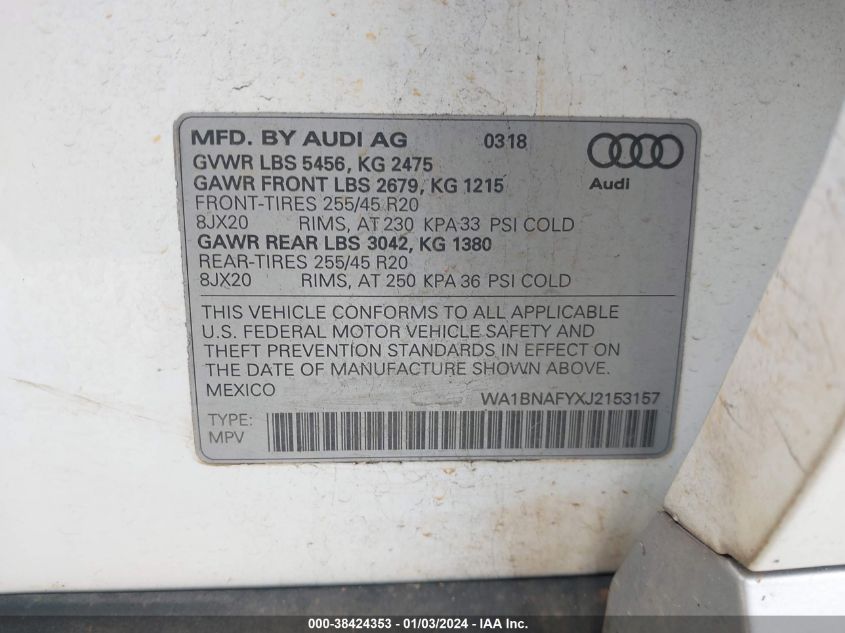 2018 AUDI Q5 PREMIUM PLUS - WA1BNAFYXJ2153157