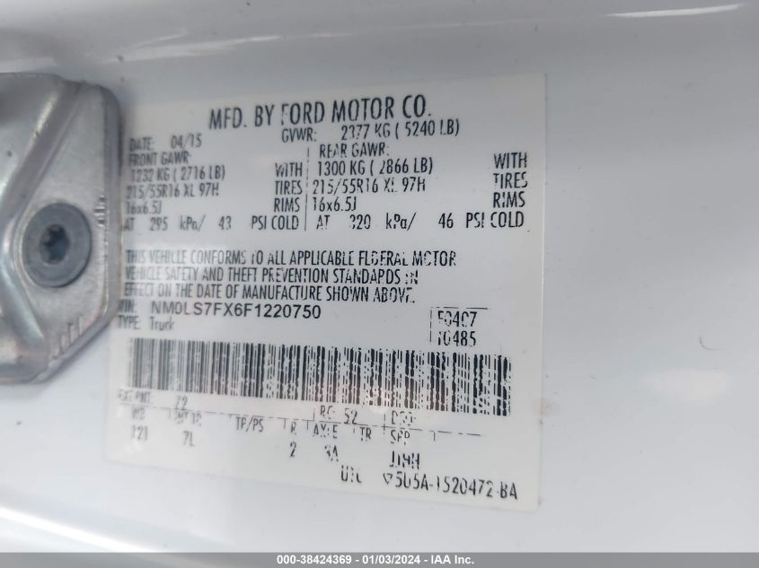 2015 FORD TRANSIT CONNECT XLT - NM0LS7FX6F1220750