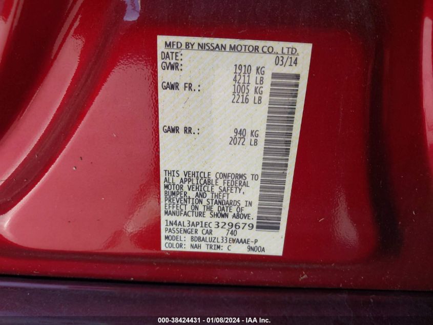 2014 NISSAN ALTIMA 2.5 SV - 1N4AL3AP1EC329679