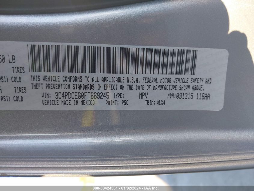 2015 DODGE JOURNEY R/T - 3C4PDCEG0FT669245