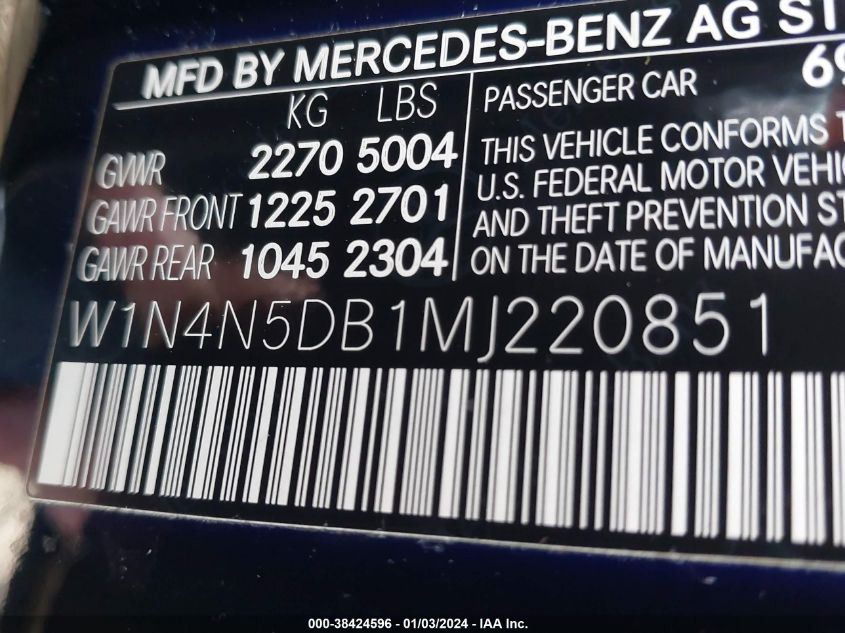 2021 MERCEDES-BENZ AMG GLA 45 4MATIC - W1N4N5DB1MJ220851