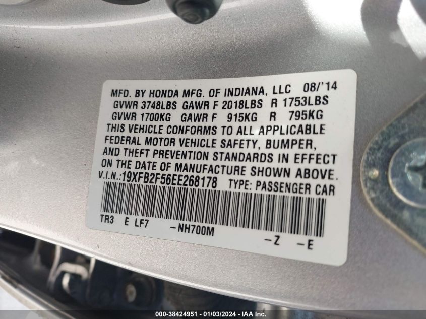 2014 HONDA CIVIC LX - 19XFB2F56EE268178