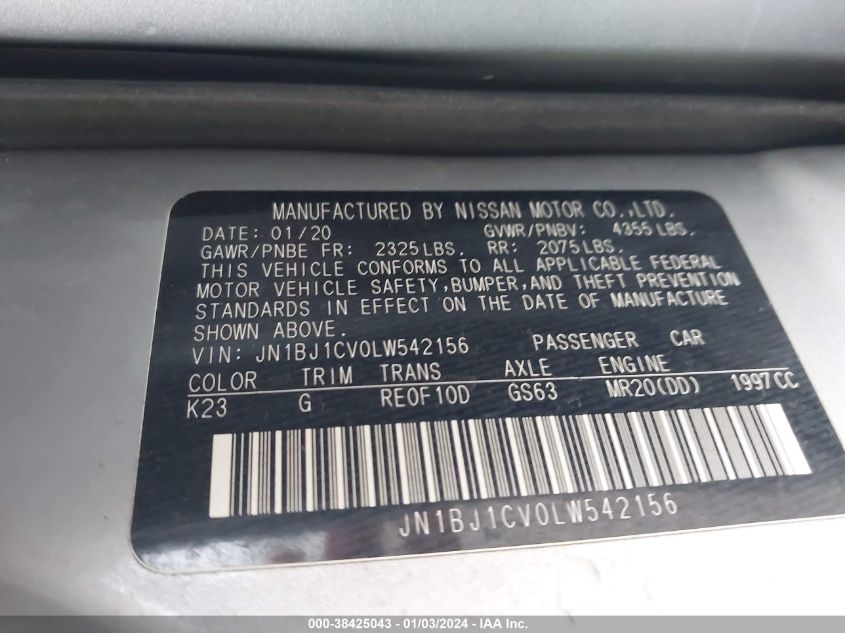 2020 NISSAN ROGUE SPORT S/SV/SL - JN1BJ1CV0LW542156