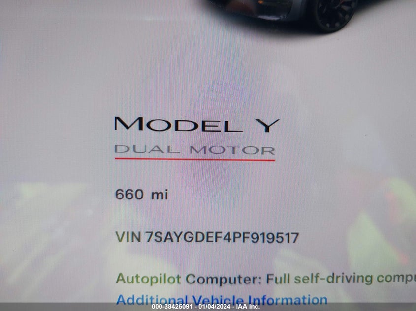 VIN 7SAYGDEF4PF919517 2023 TESLA MODEL Y