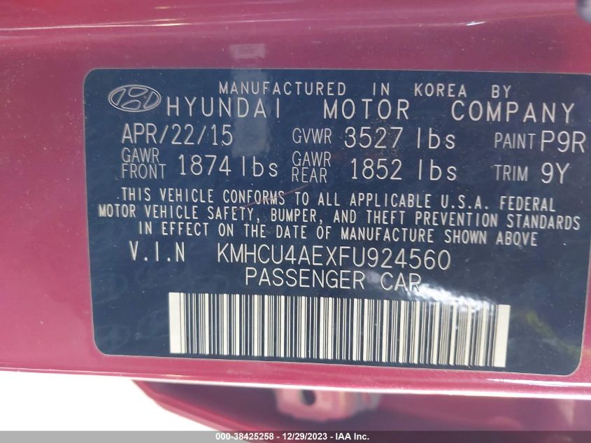 2015 HYUNDAI ACCENT GLS - KMHCU4AEXFU924560