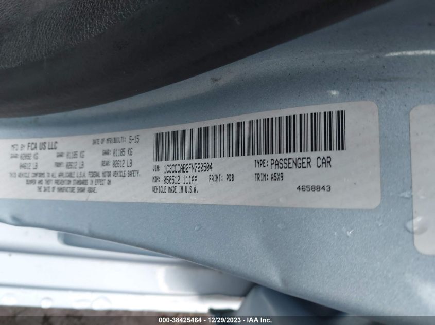 2015 CHRYSLER 200 LIMITED - 1C3CCCAB2FN720504