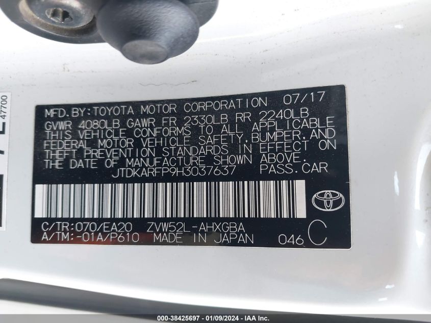 2017 TOYOTA PRIUS PRIME ADVANCED - JTDKARFP9H3037637