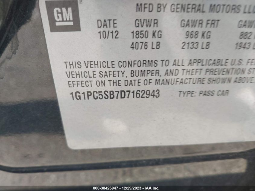 2013 CHEVROLET CRUZE 1LT AUTO - 1G1PC5SB7D7162943
