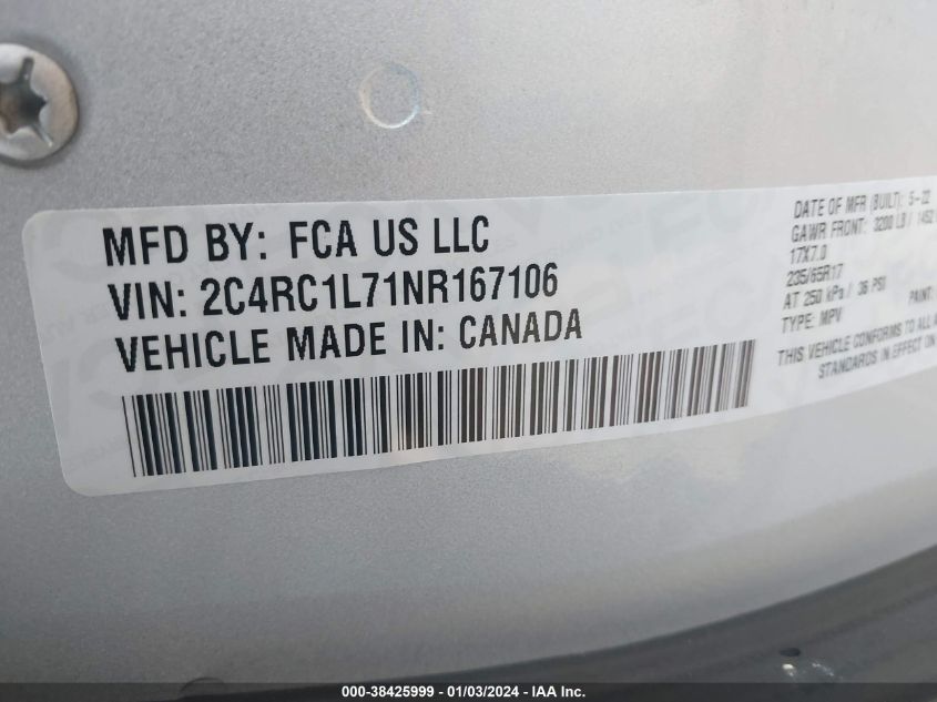 2022 CHRYSLER PACIFICA HYBRID TOURING L 2C4RC1L71NR167106