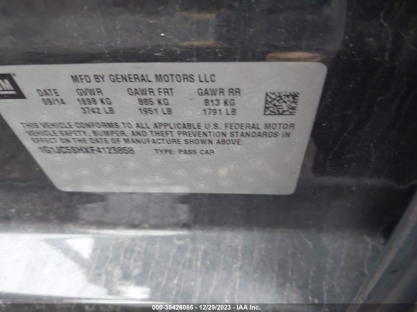 2015 CHEVROLET SONIC LT AUTO - 1G1JC5SHXF4123858