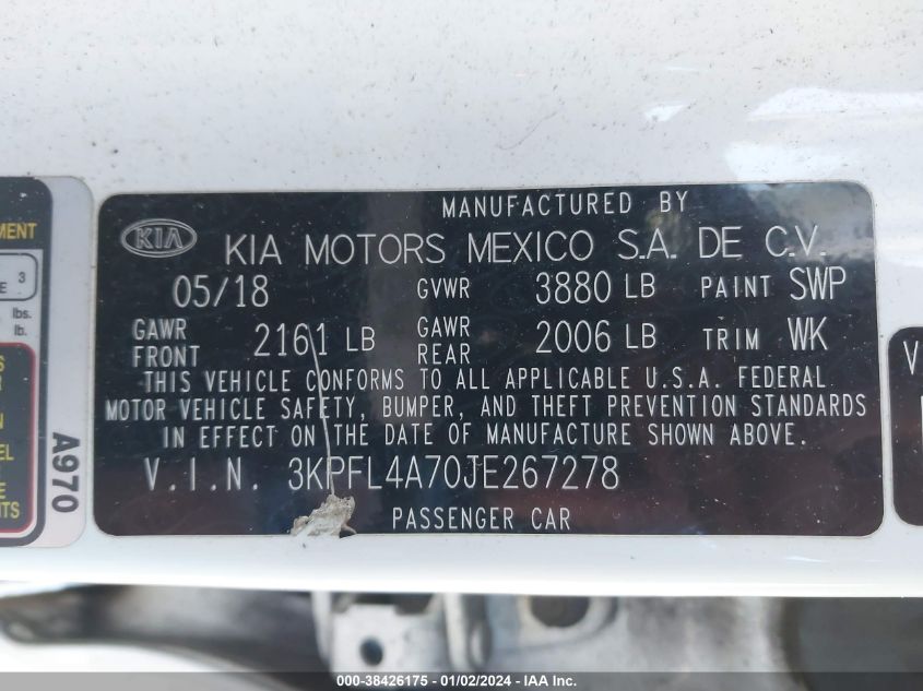 2018 KIA FORTE LX - 3KPFL4A70JE267278