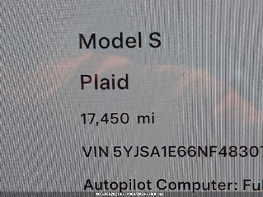 2022 TESLA MODEL S PLAID TRI MOTOR ALL-WHEEL DRIVE - 5YJSA1E66NF483074