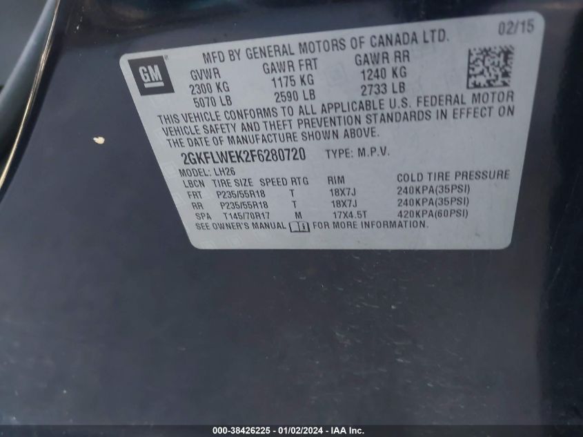 2015 GMC TERRAIN SLE-2 - 2GKFLWEK2F6280720