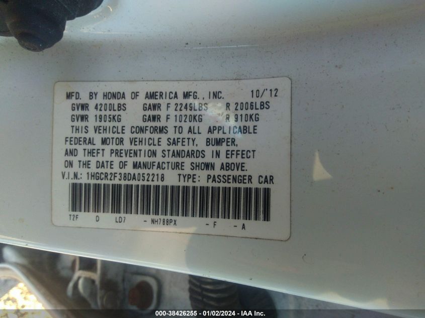 2013 HONDA ACCORD LX - 1HGCR2F38DA052218
