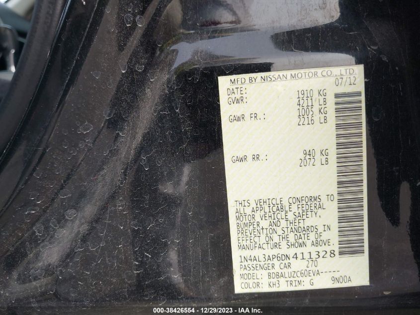 2013 NISSAN ALTIMA 2.5 SV - 1N4AL3AP6DN411328