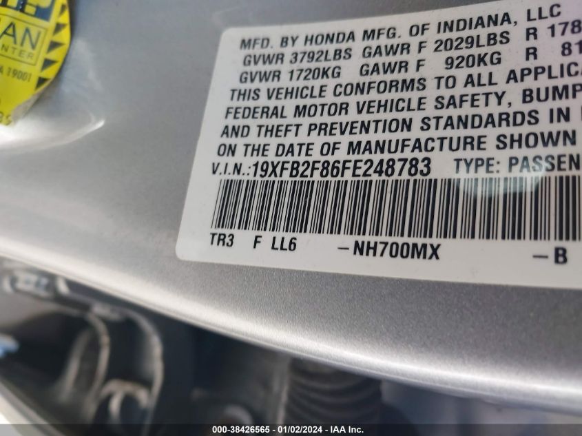 2015 HONDA CIVIC EX - 19XFB2F86FE248783