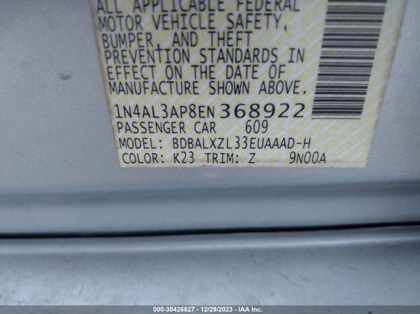 2014 NISSAN ALTIMA 2.5 SL - 1N4AL3AP8EN368922