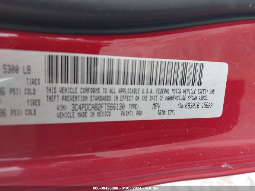 2015 DODGE JOURNEY SE - 3C4PDCAB2FT566130