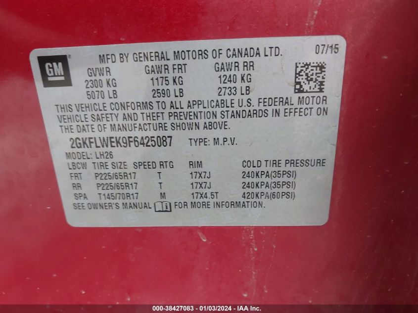 2015 GMC TERRAIN SLE-2 - 2GKFLWEK9F6425087