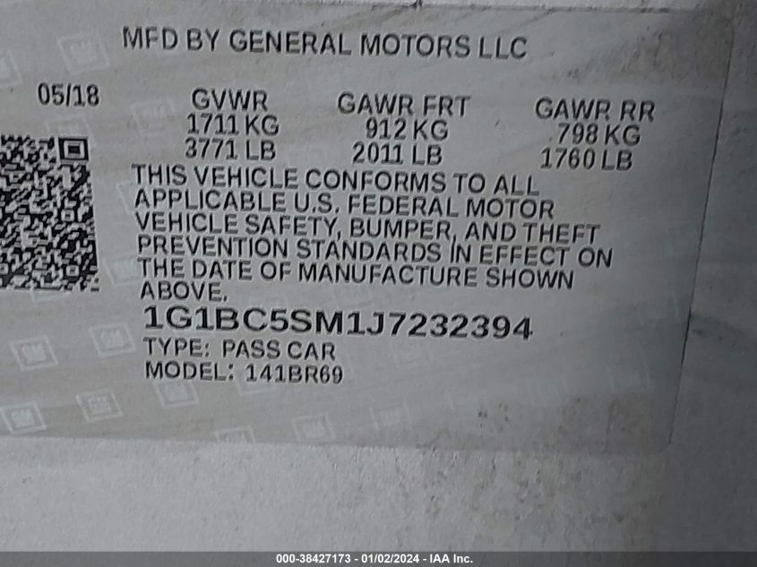 2018 CHEVROLET CRUZE LS AUTO - 1G1BC5SM1J7232394