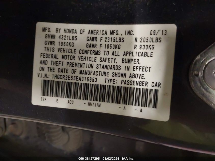 2014 HONDA ACCORD SPORT - 1HGCR2E55EA016653