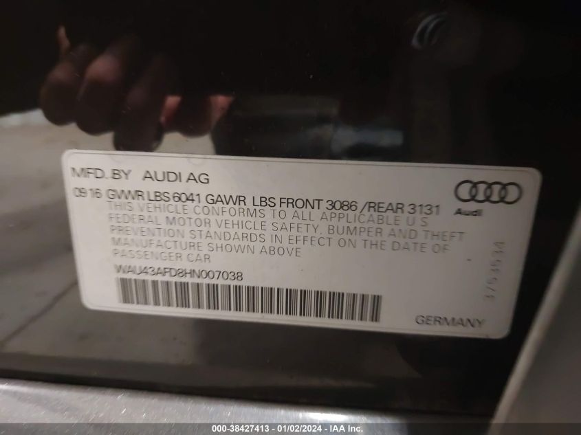 2017 AUDI A8 L L QUATTRO/SPORT - WAU43AFD8HN007038