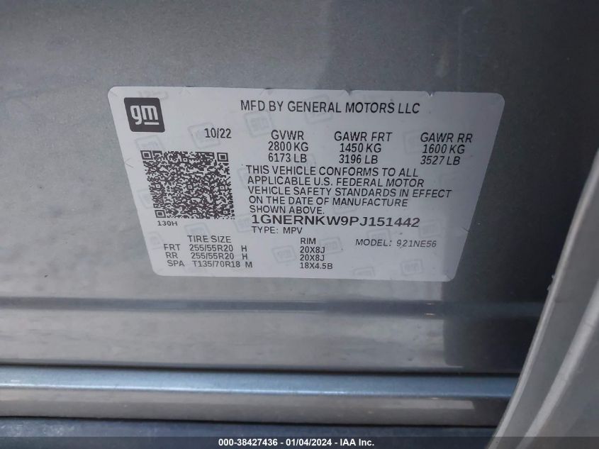 2023 CHEVROLET TRAVERSE HIGH COUNTRY - 1GNERNKW9PJ151442