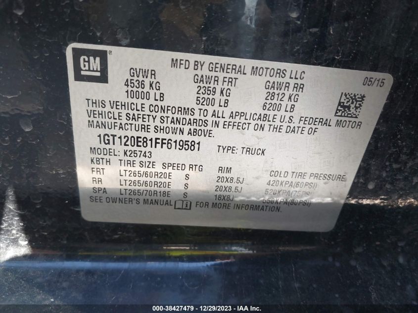 2015 GMC SIERRA 2500HD DENALI - 1GT120E81FF619581