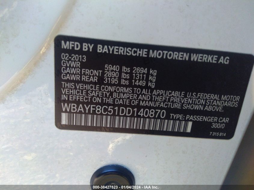 2013 BMW 750LI XDRIVE WBAYF8C51DD140870