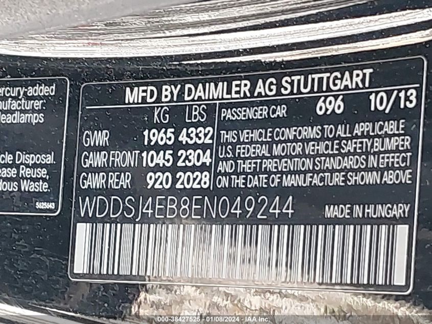 2014 MERCEDES-BENZ CLA 250 - WDDSJ4EB8EN049244