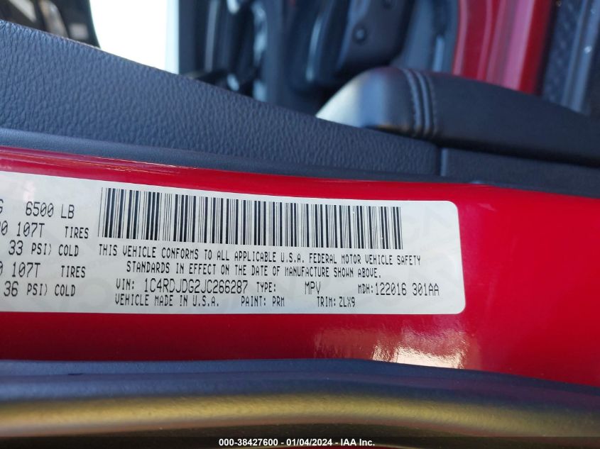 2018 DODGE DURANGO GT AWD - 1C4RDJDG2JC266287