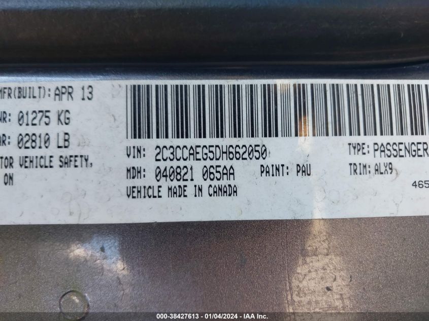 2013 CHRYSLER 300C 2C3CCAEG5DH662050