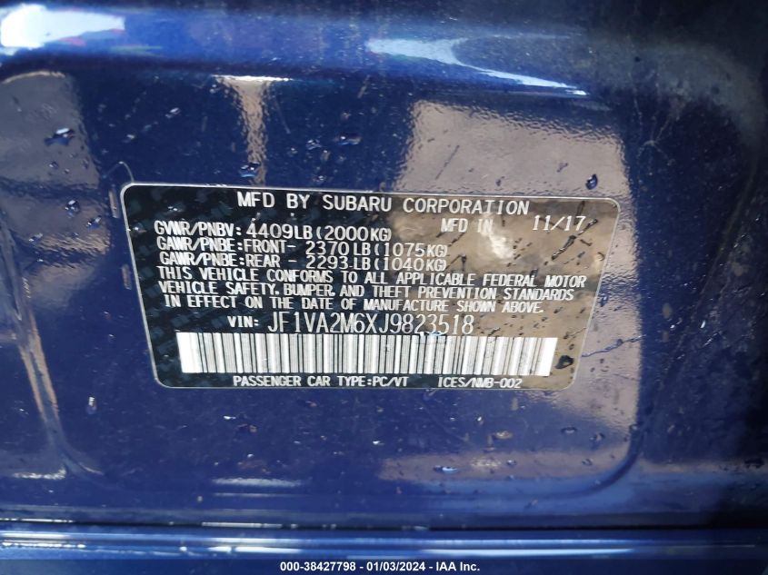 2018 SUBARU WRX STI STI - JF1VA2M6XJ9823518