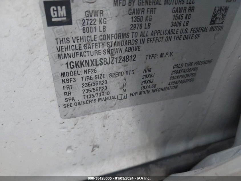 2018 GMC ACADIA DENALI - 1GKKNXLS8JZ124812
