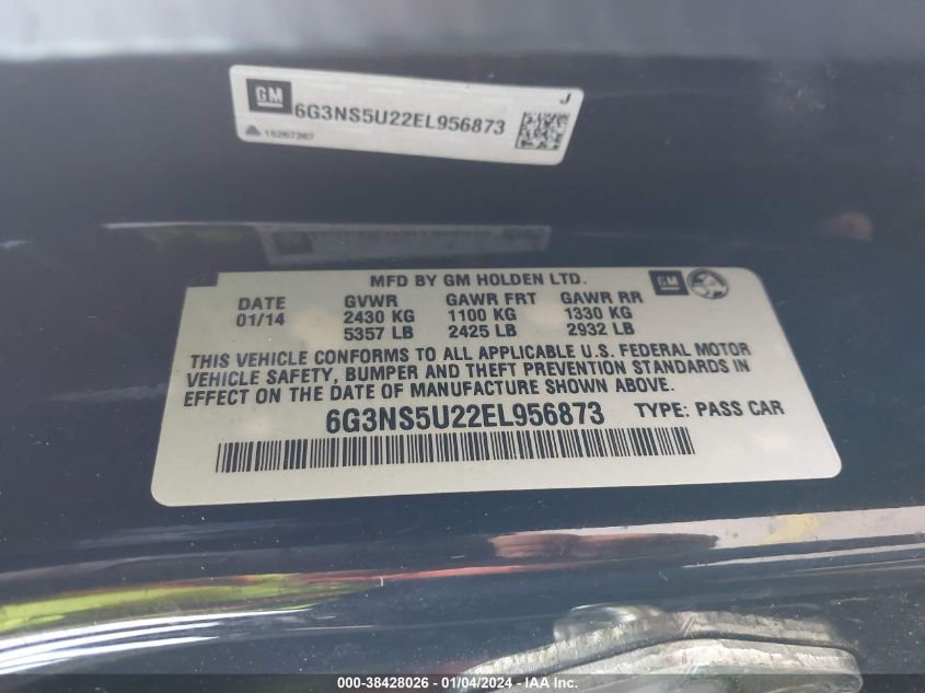 2014 CHEVROLET CAPRICE POLICE 6G3NS5U22EL956873
