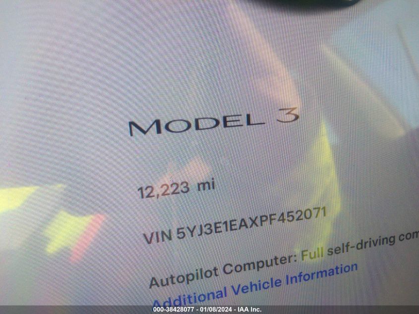 5YJ3E1EAXPF452071 | 2023 TESLA MODEL 3