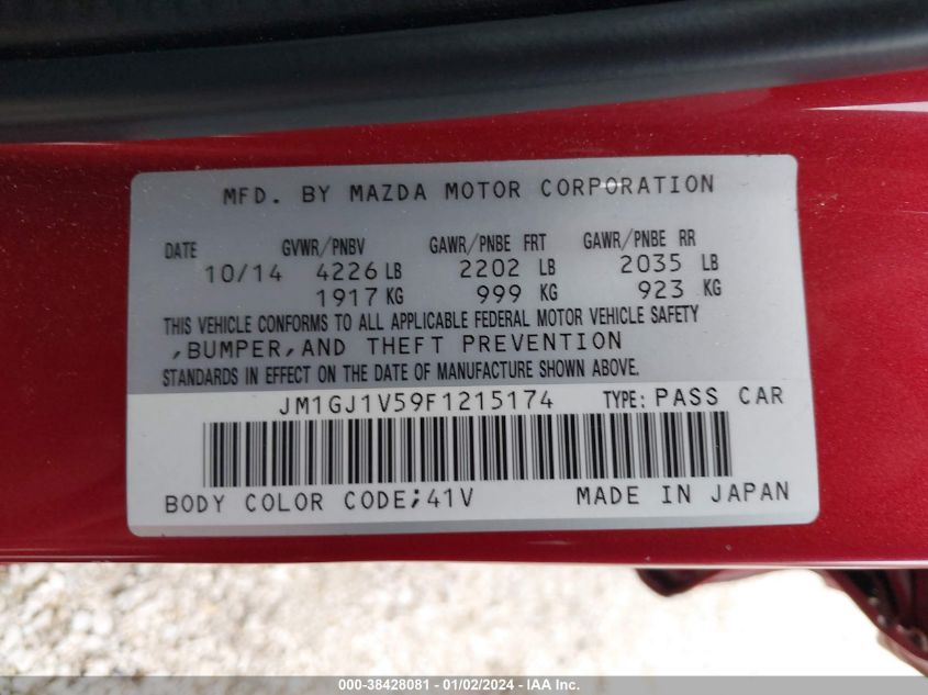 2015 MAZDA MAZDA6 I TOURING - JM1GJ1V59F1215174