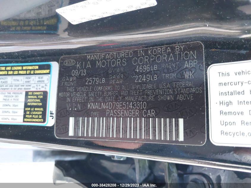 2014 KIA CADENZA LIMITED - KNALN4D79E5143310