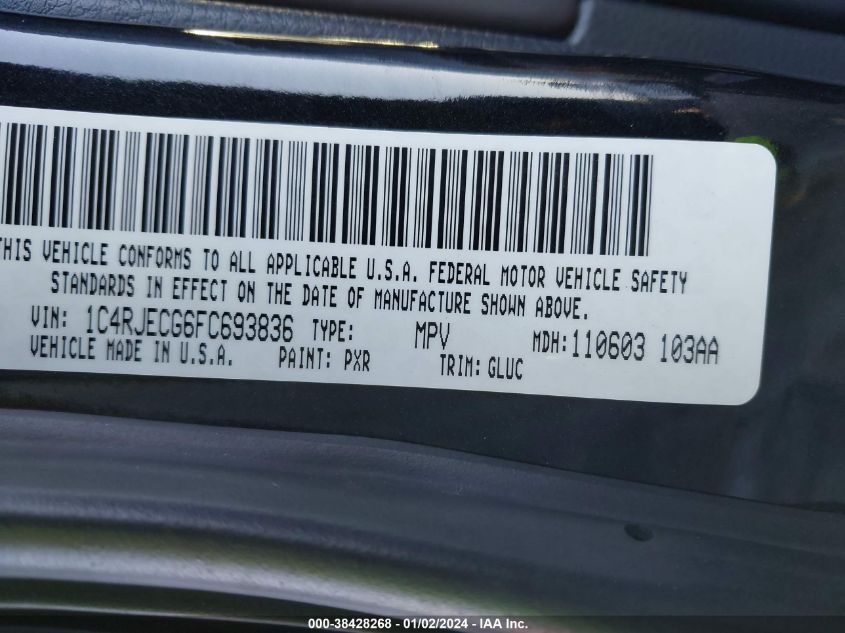 2015 JEEP GRAND CHEROKEE OVERLAND - 1C4RJECG6FC693836